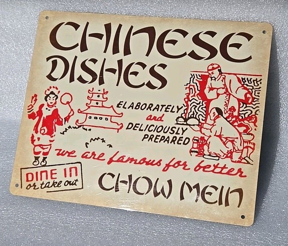 Chinese Dishes Retro Metal Sign Chow Mein Restaurant China Cafe Diner Take Out